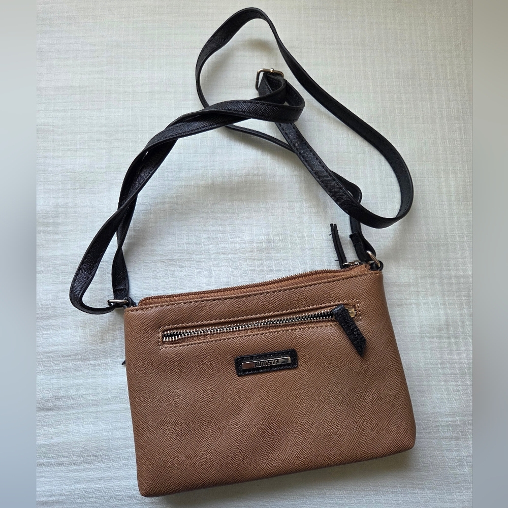 Roots 73 Brown Crossbody Bag with Black Strap